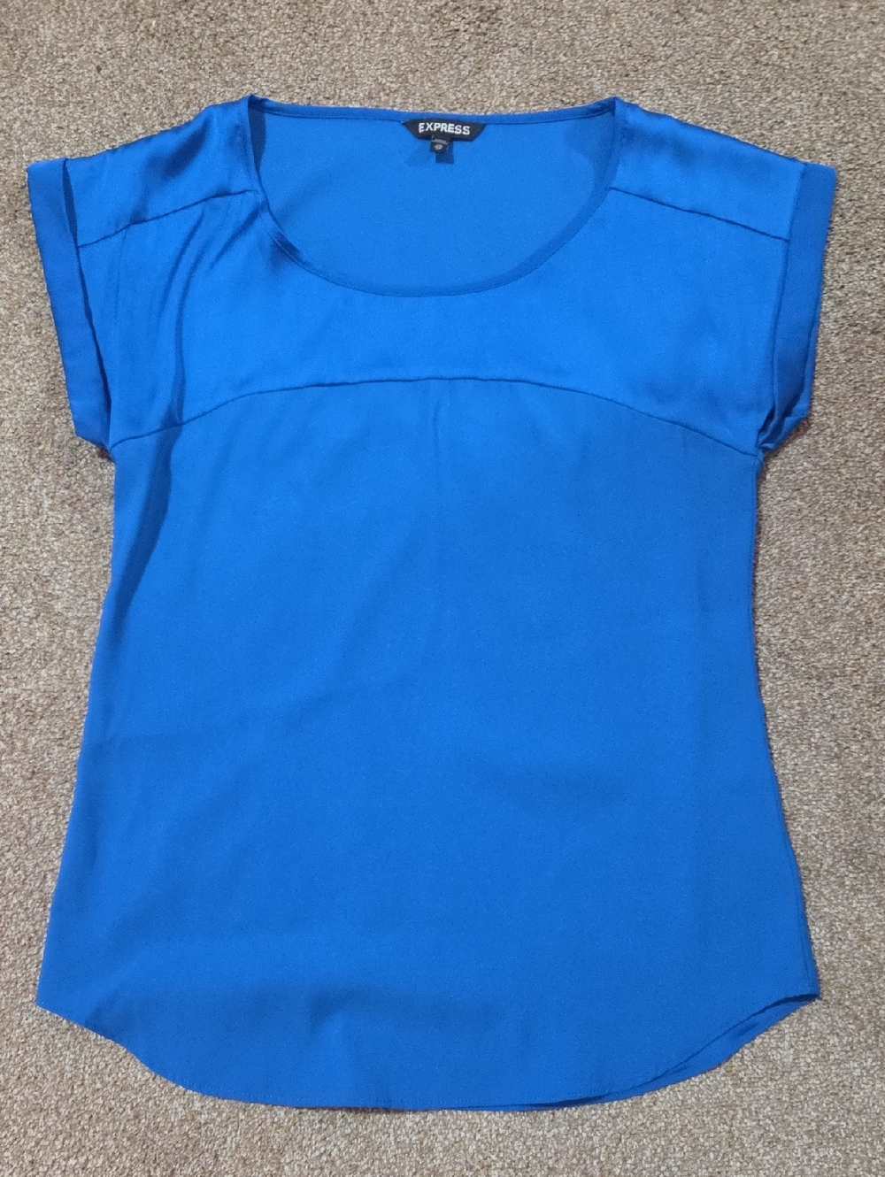 Express Women's Blue Cap Sleeve Scoop Neck Blouse